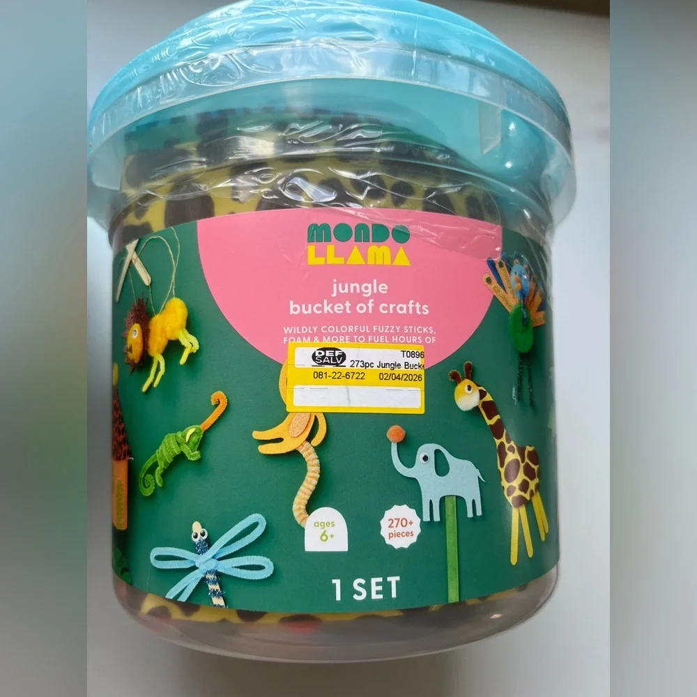 273pc Jungle Bucket of Crafts - Mondo Llama™: DIY Art Kit, Includes Pom Poms